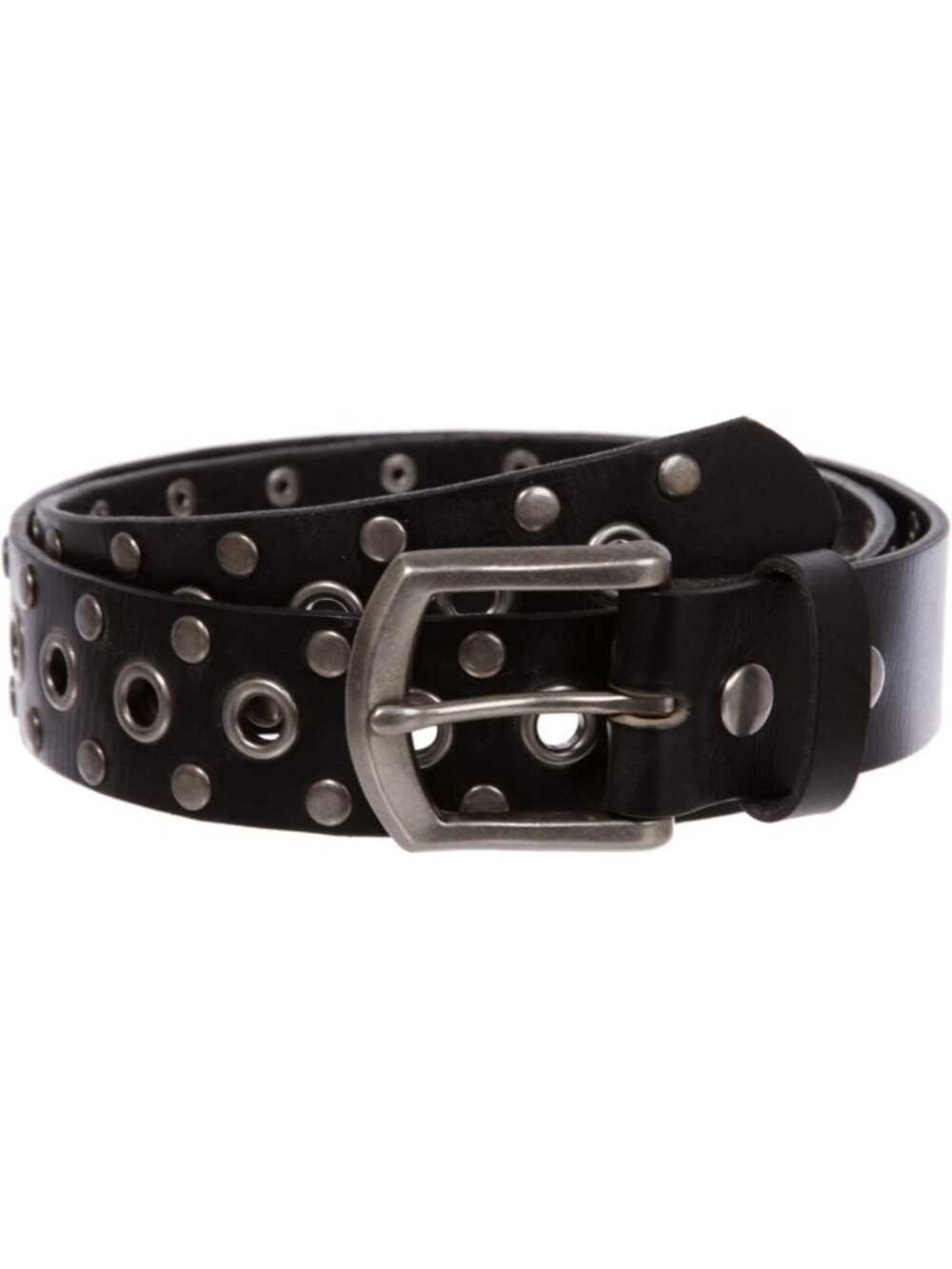 Stylish Casual Leather Belt with Riveted Studs & Grommets - Perfect for Everyday